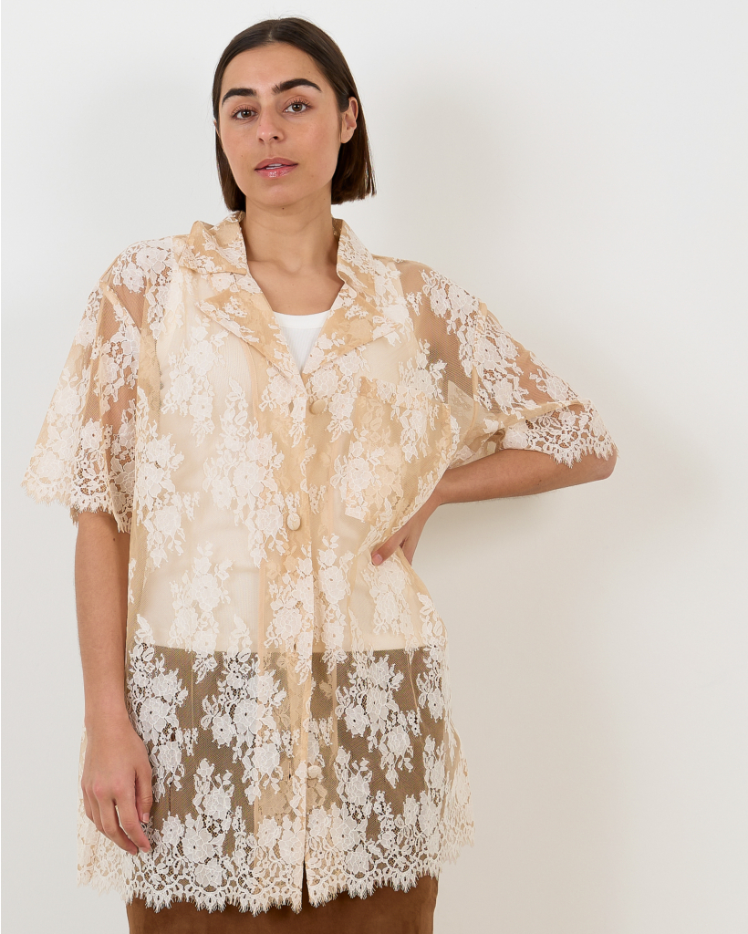 Mannica Lace Blouse Frappe Beige
