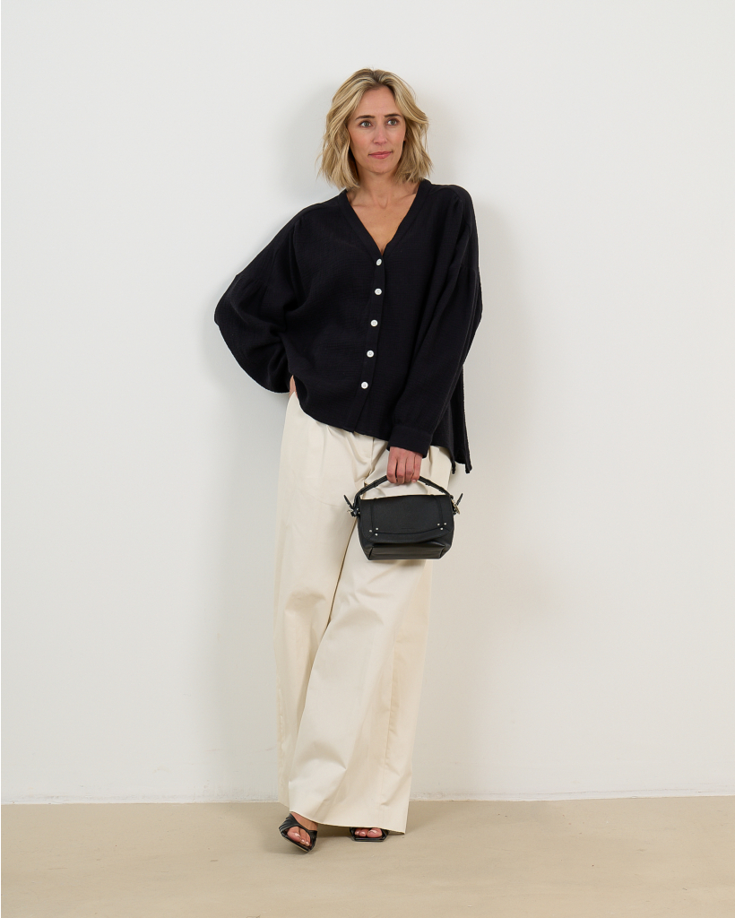 Deva Gabardine Low-Waist Trousers Off-White