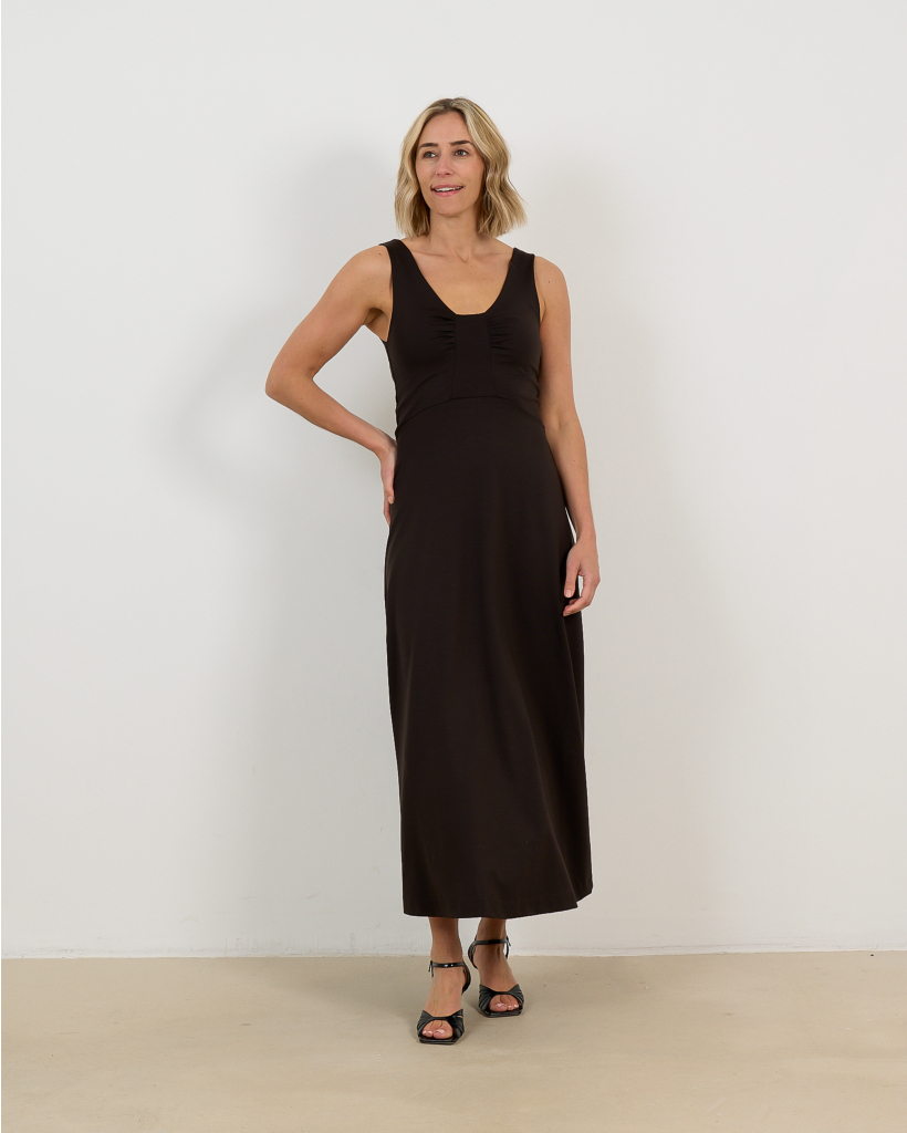 Klaeli Sleeveless Maxi Dress Brown
