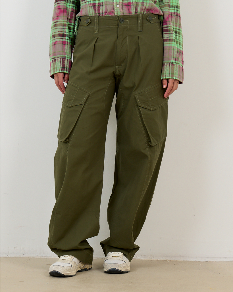 Olive Green Barrel Cargo Pants