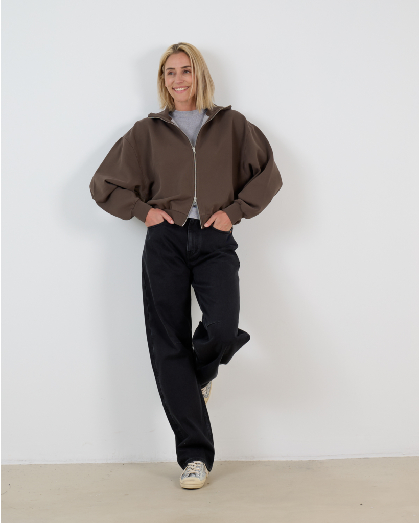 Nona Brown Cardigan Vest with Zipper