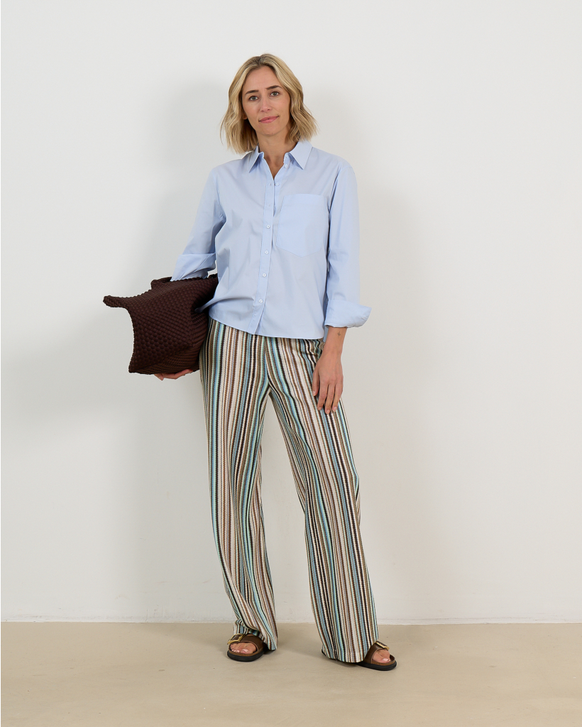 Long-sleeved blouse 0221 light blue