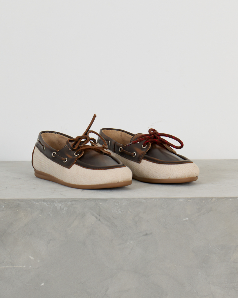 Boat Loafer Linen Coffee Brown