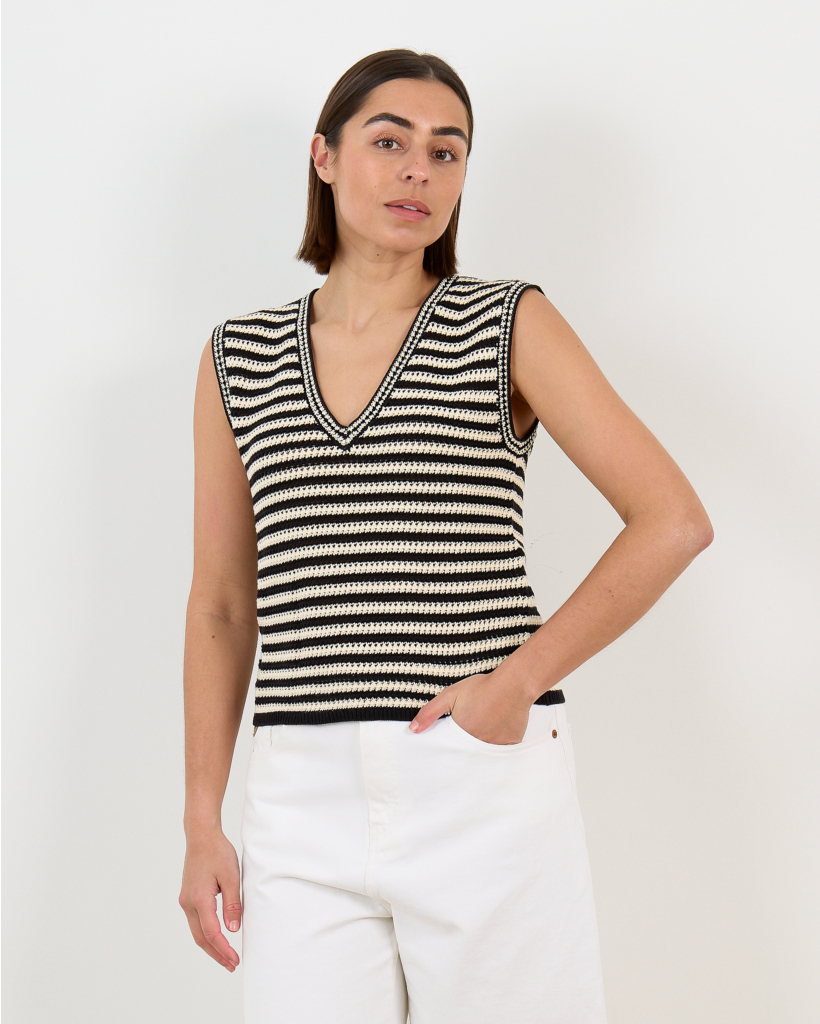 Black and White Crocheted Camisole