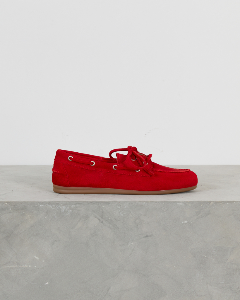 Boat Loafer Brushed Suede Red