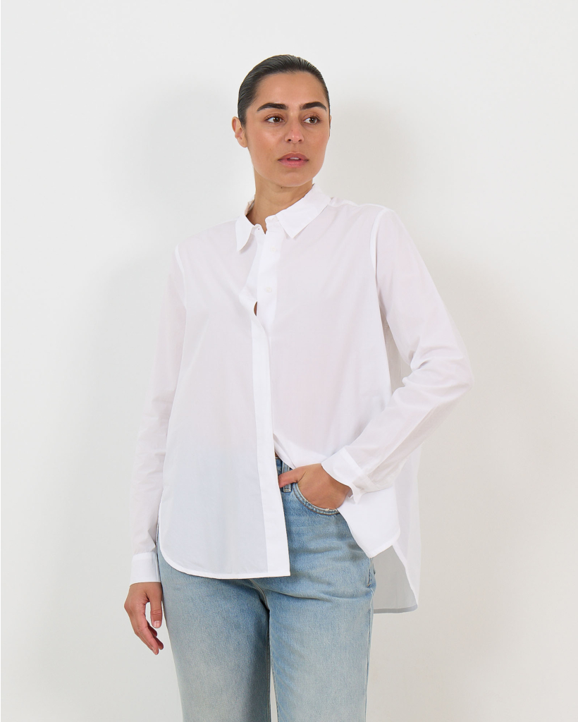 Julie Concealed Placket Blouse White