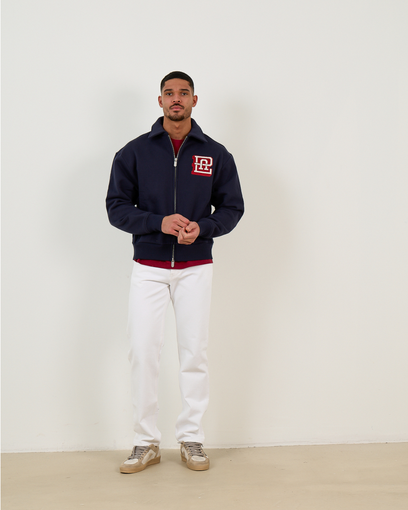 Navy Zip-Collar Sweater