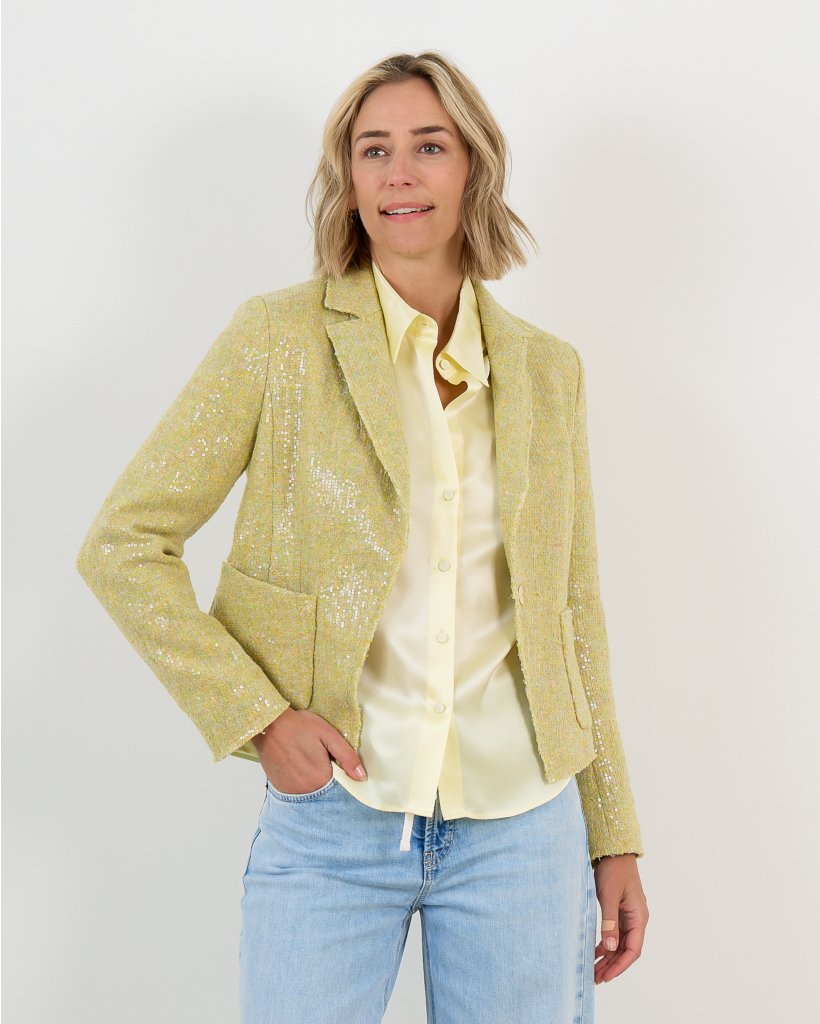 Short Blazer Long Sleeve Glitter Yellow
