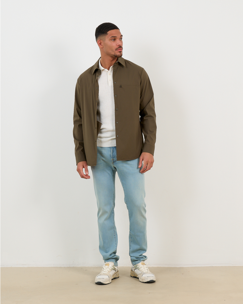 Khaki Green Overshirt with Snap-Button Closure