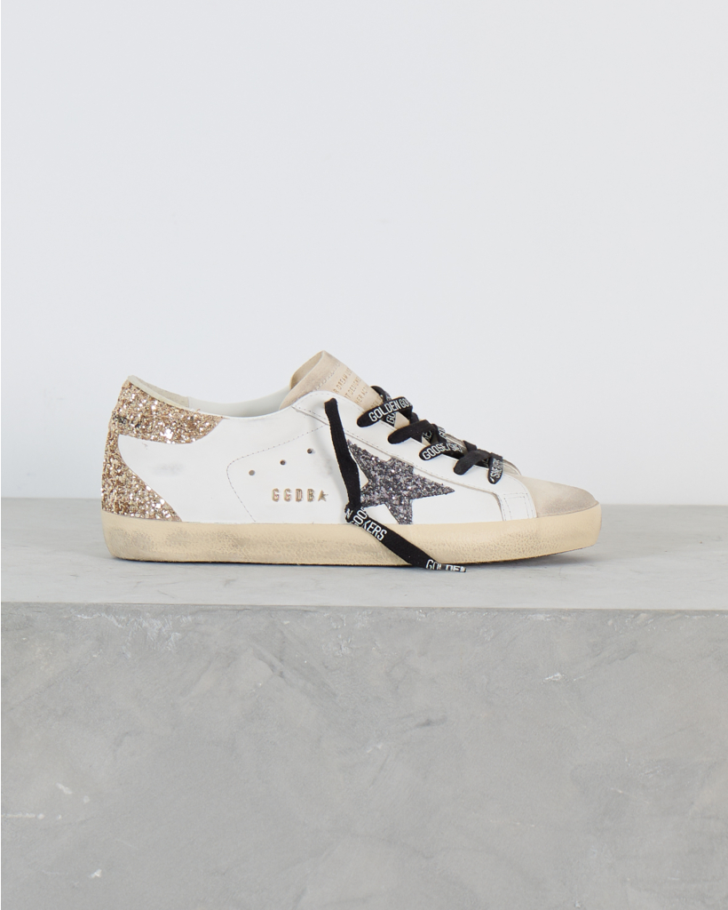 Super Star Sneaker with Glitter Star and White Heel