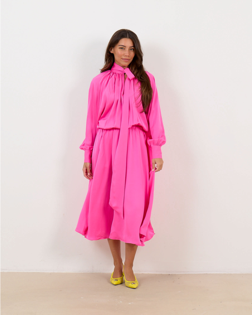 Susan Silk Maxi Dress in Bright Pink