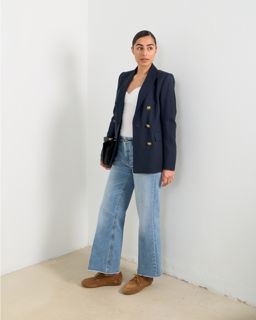 Navy double-breasted blazer