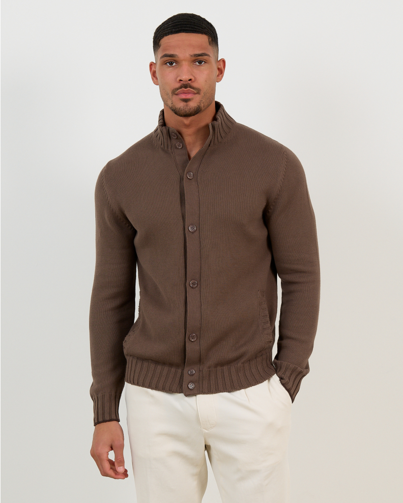 Brown Knitted Vest with Button Closure