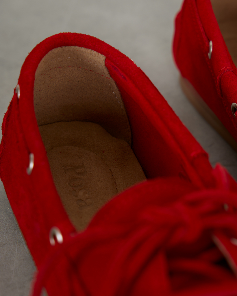 Boat Loafer Brushed Suede Red