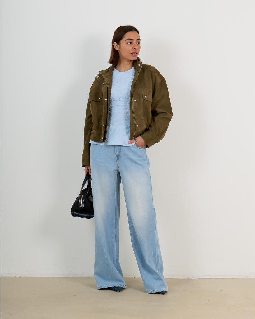 Beccy Suede Bomber Jack Kaki Groen