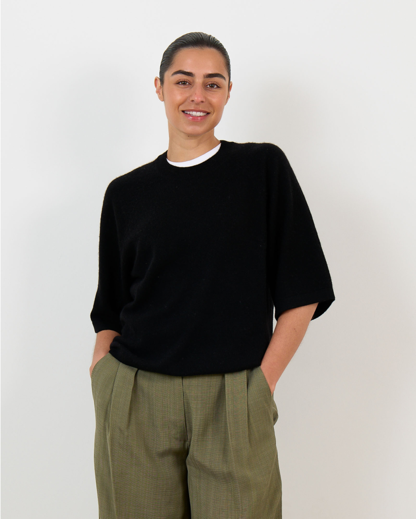 Leana Cashmere Short-Sleeved Sweater Black