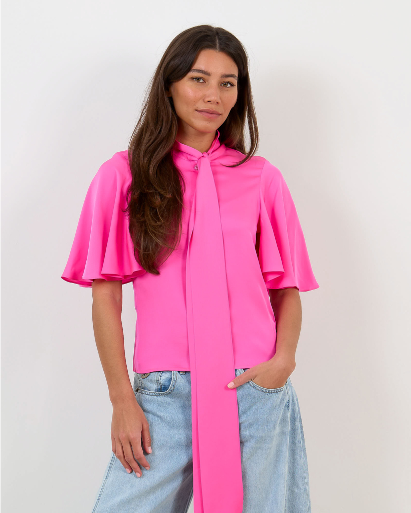 Alessa Bright Pink Silk Blouse