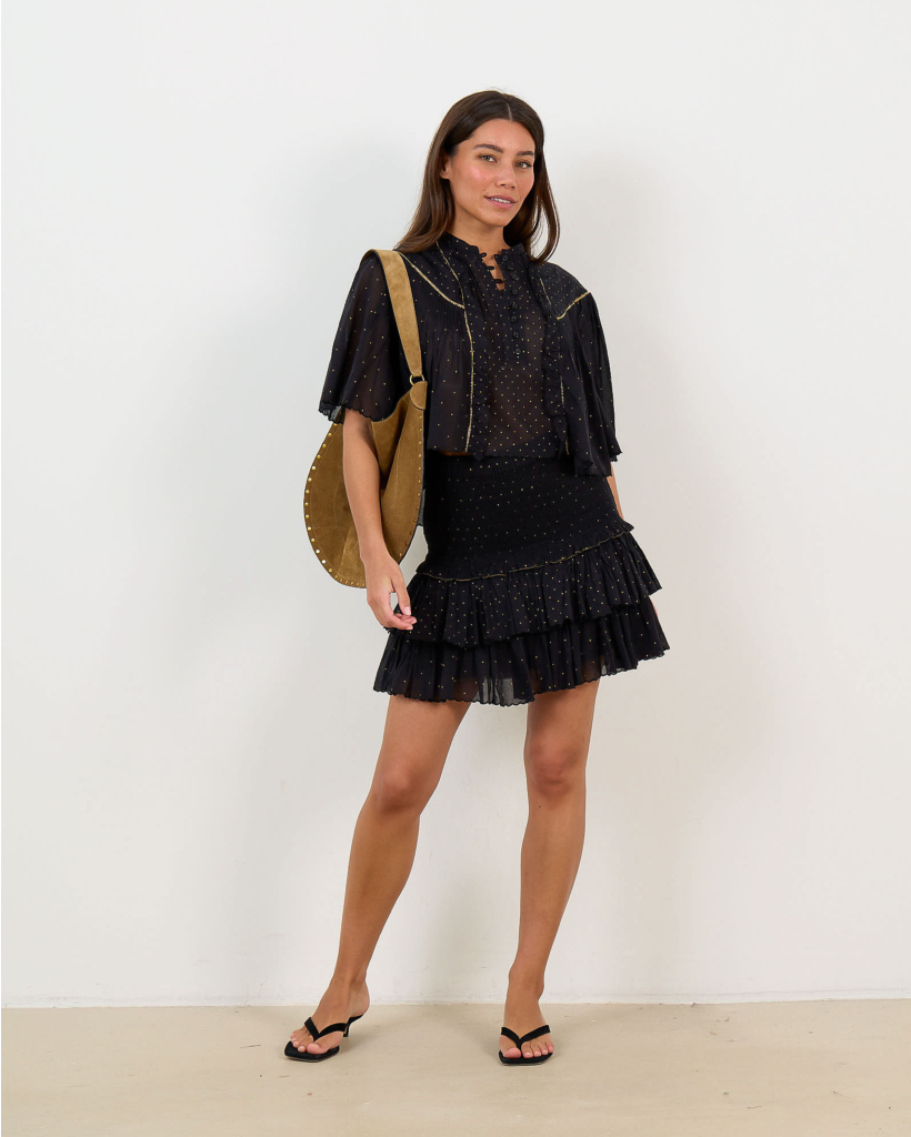 Veenia Blouse Short Sleeve Black