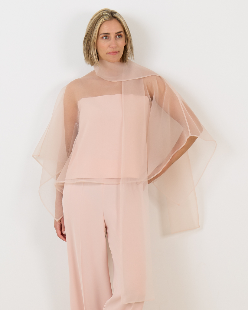 Edwin Cloqué Organza Blouse Pink