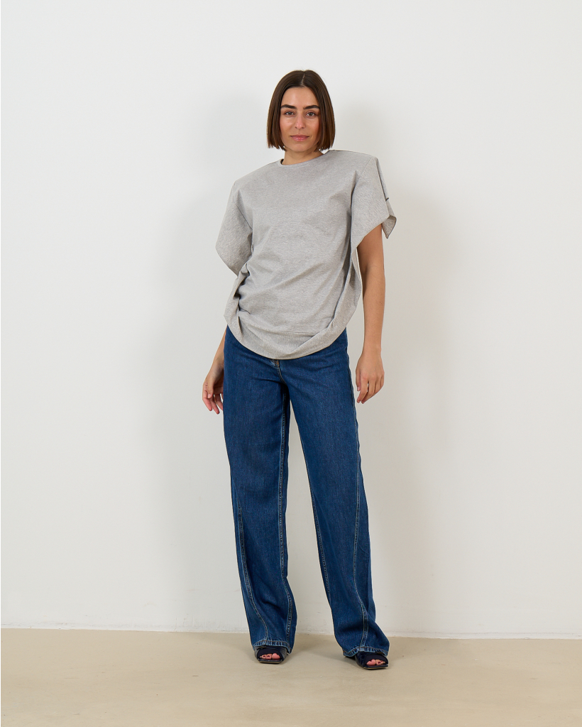Amoria Jersey T-shirt with Shoulder Padding Grey
