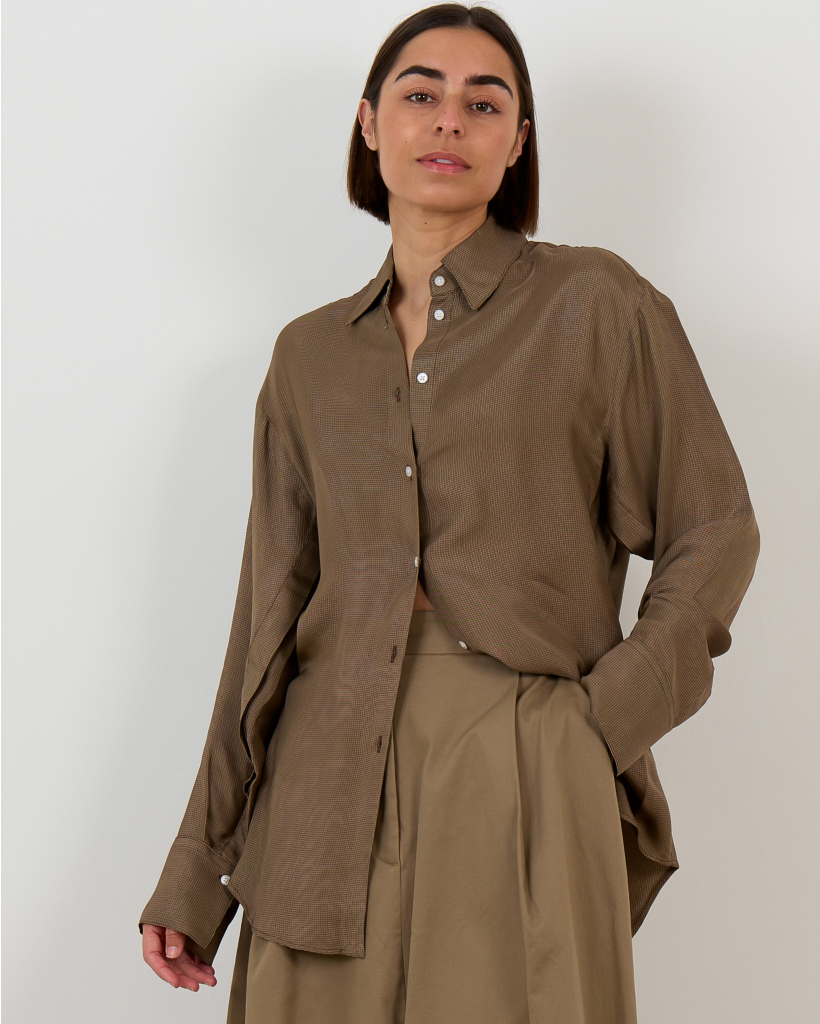 Brown Mini Check Blouse