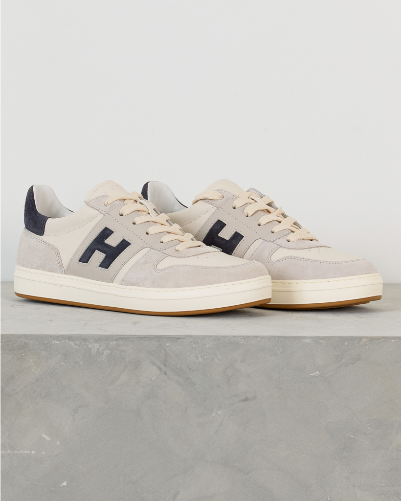 Lace-Up Flat Sneaker White Navy