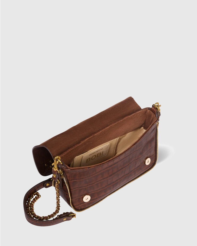 Bobi S Bag Crocodile-Embossed Cigar Sheepskin