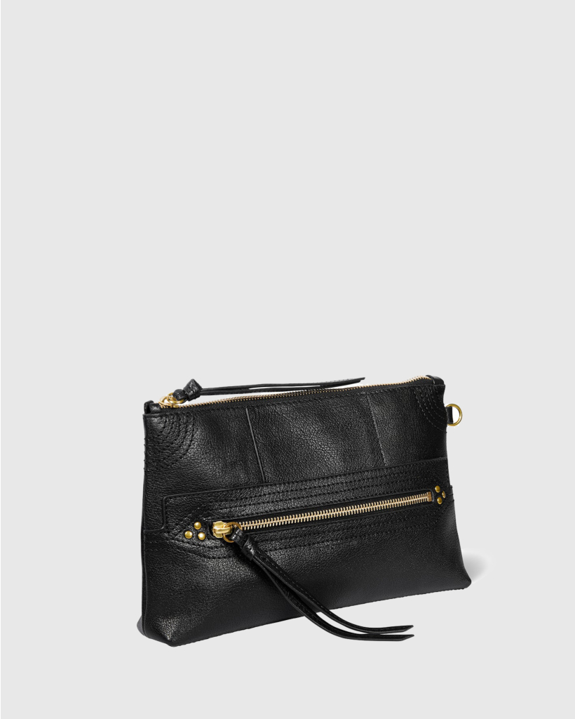 Lucky Clutch Black Brass Buffalo Skin