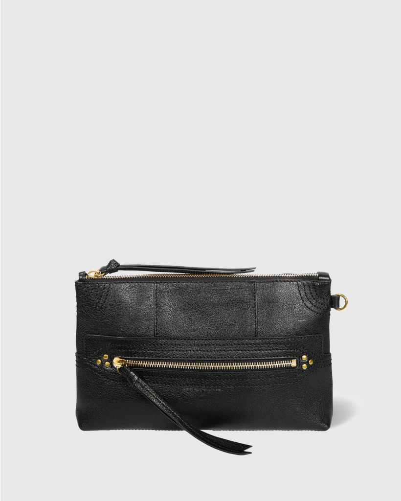 Lucky Clutch Black Brass Buffalo Skin