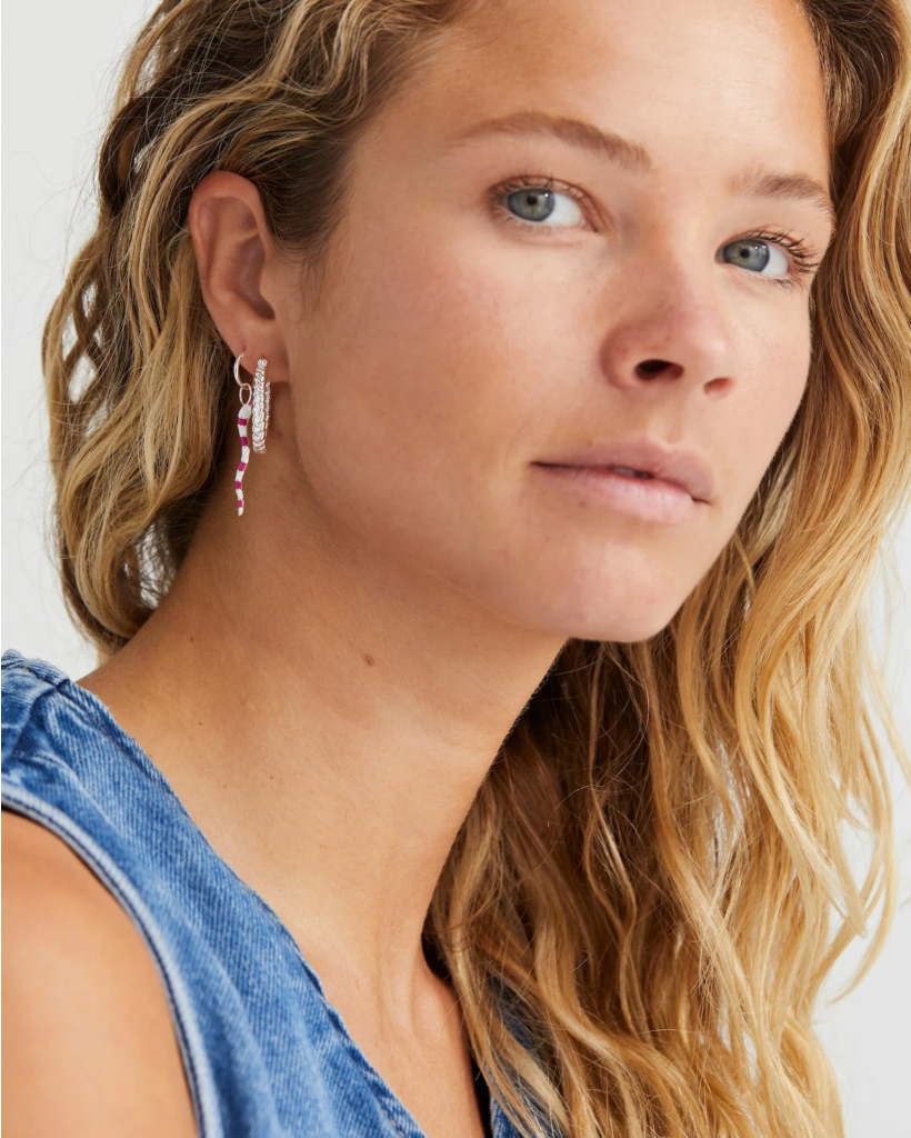 French Braid Hoop Earrings Silver Plated