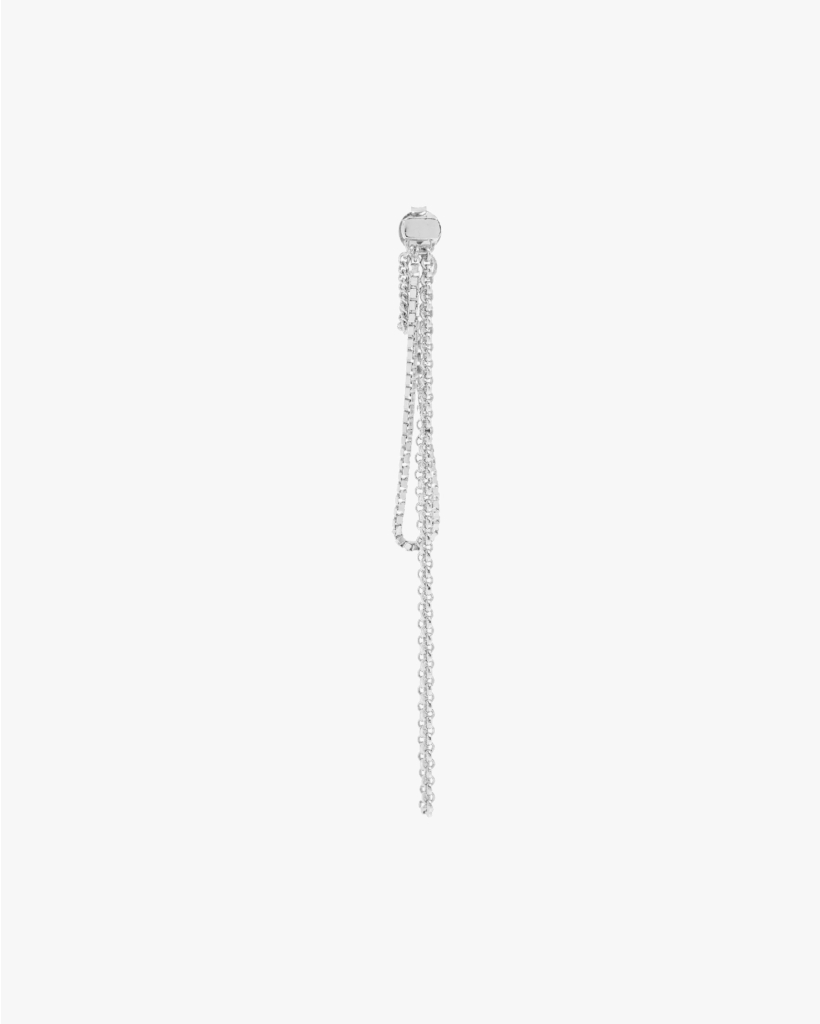 Single Triple Chain Stud Earring Silver