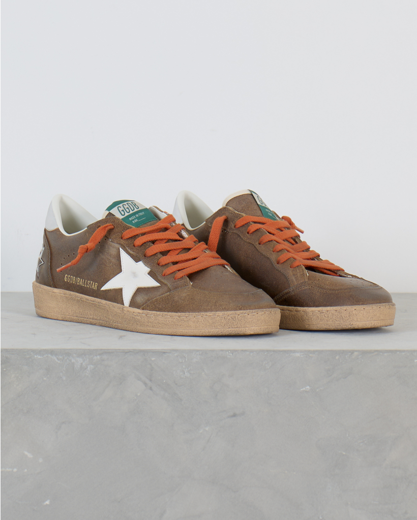 Ball Star Suede Sneaker Brown with Orange Laces