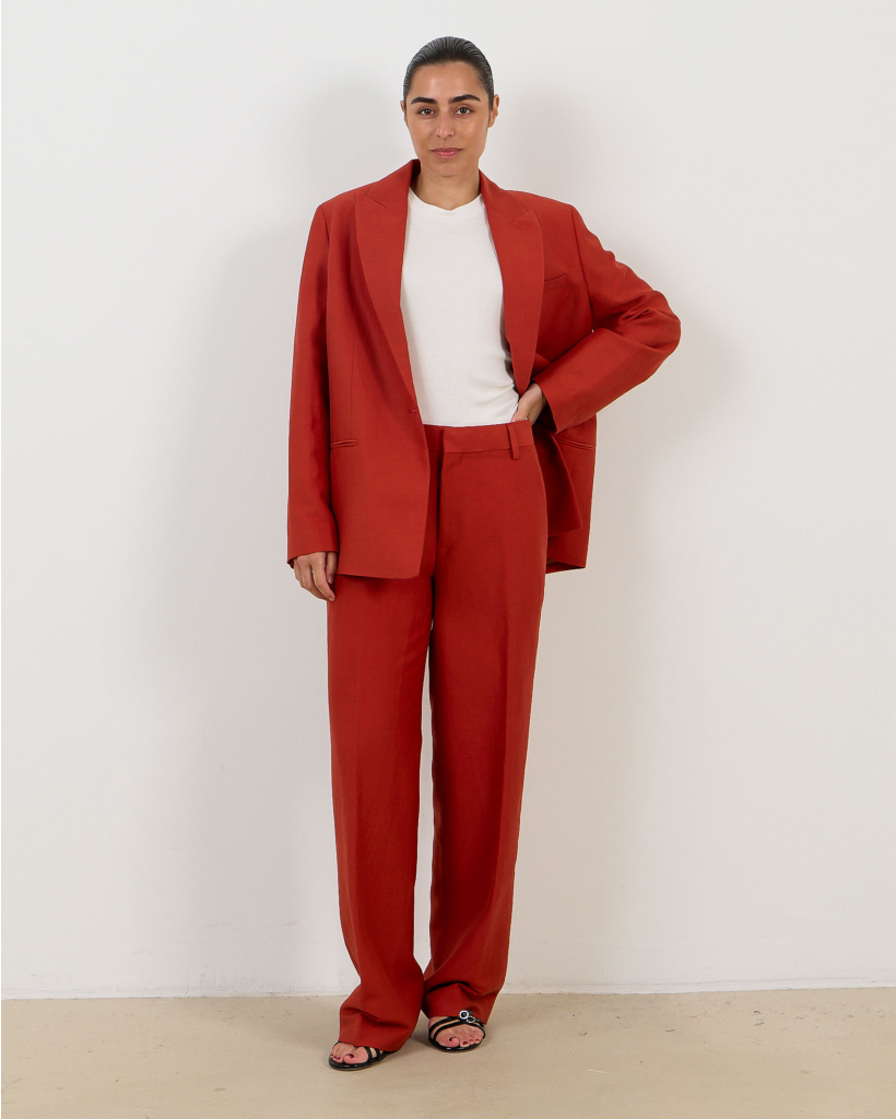 Jurdy Linen Trousers with Slit - Red