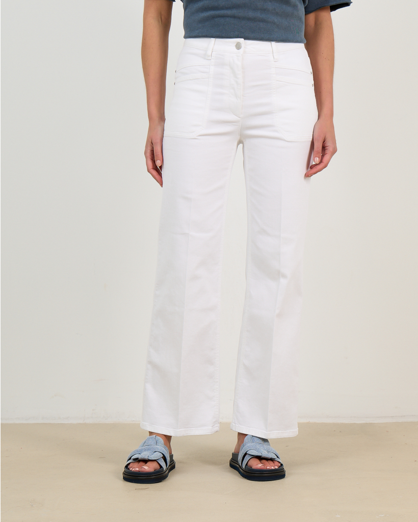 Cropped Flared White Denim