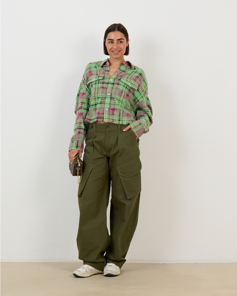 Olive Green Barrel Cargo Pants