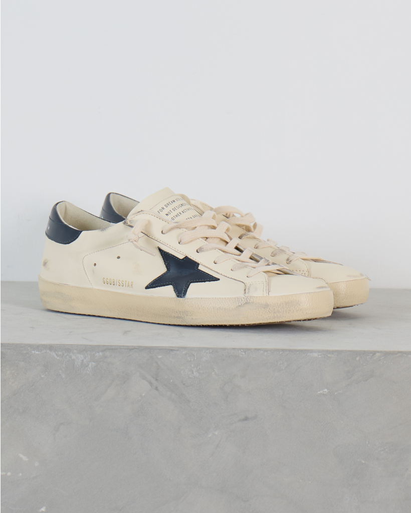 Super Star Leather Sneaker Beige Night Blue
