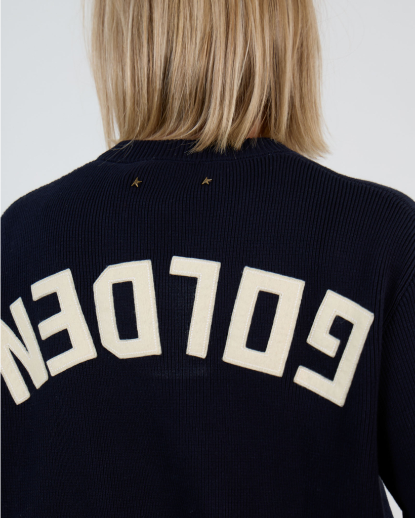 Navy Pullover with Round Neck and Logo on the Back