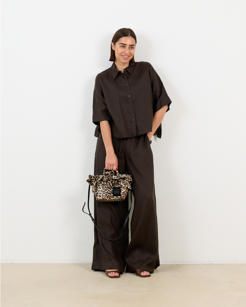 Yarika Short-Sleeve Brown Blouse