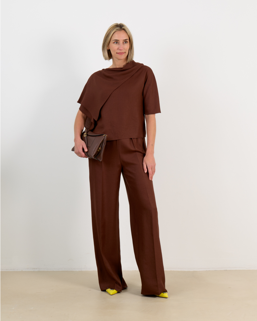 Estel Brown Short-Sleeve Blouse