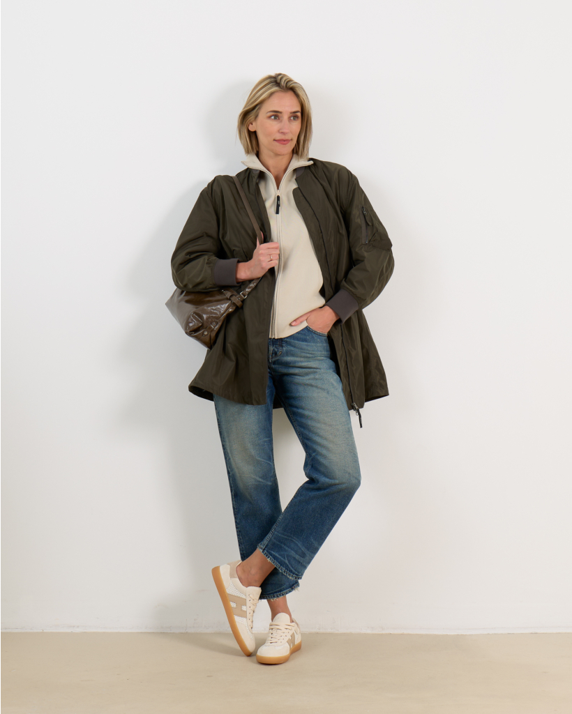 Mid-length green jacket