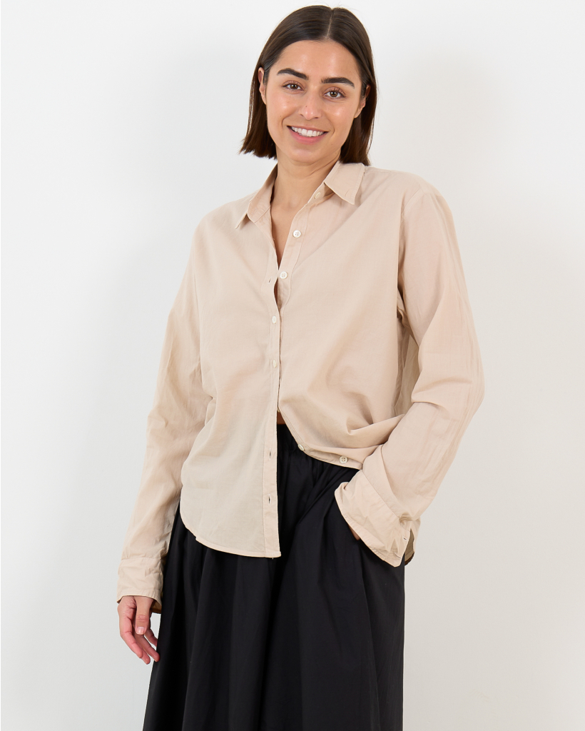 Bowie Washed Poplin Blouse in Parchment