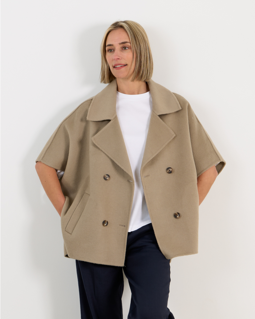 Elin Korte Mantel Kaki