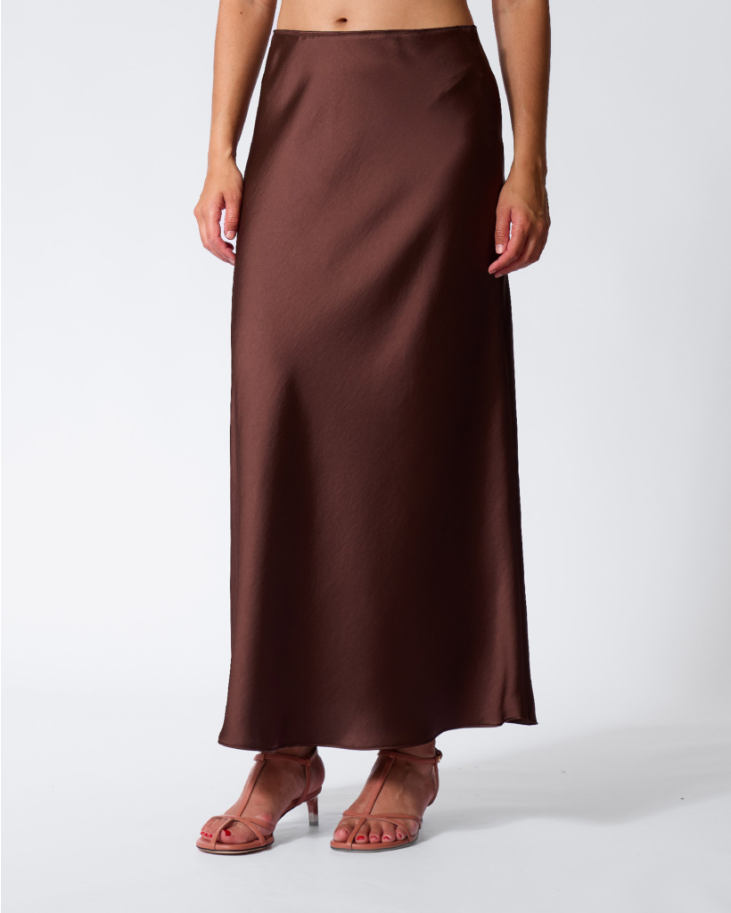 Satin Maxi Skirt Maroon