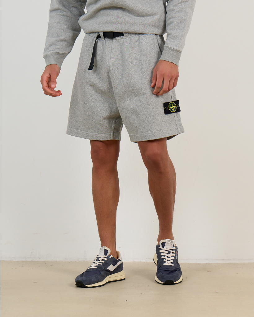 6200013 Loose Jogger Shorts with Tape Belt Melange Grey