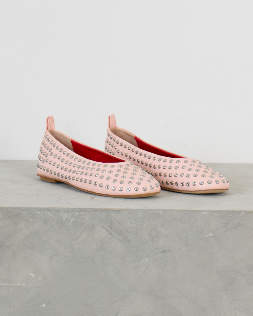 Selena Nappa Ballet Flats with Studs - Pink