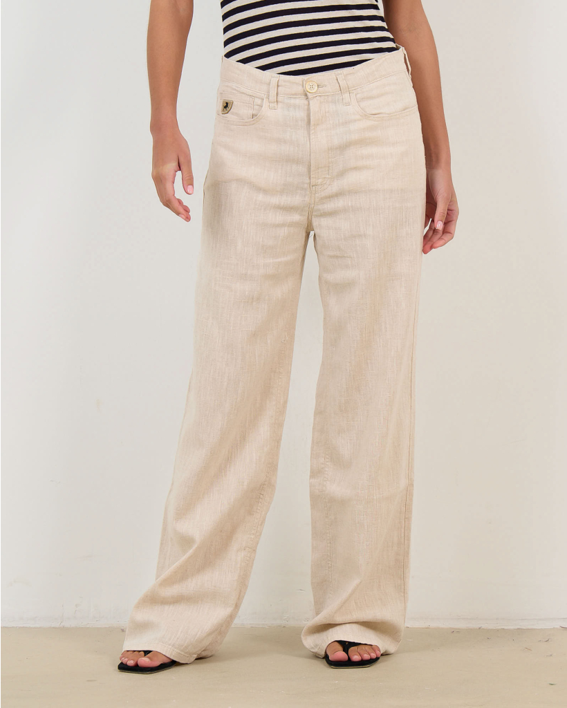 Skater Linen-Blend Trousers Beige