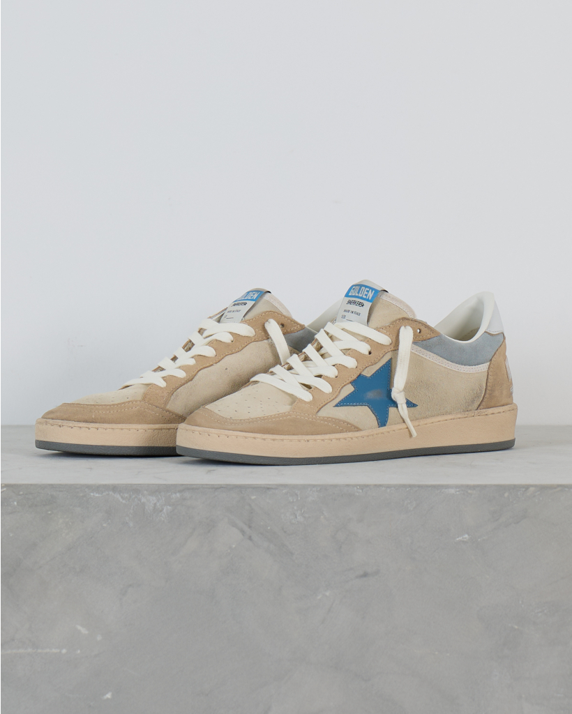 Ball Star Suede Sneaker with Blue Details Marble Silver