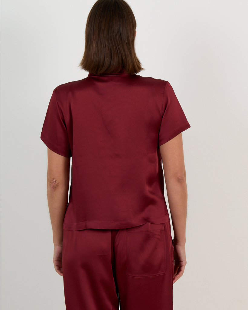 Lotus Crepe Satin Blouse Cocoa