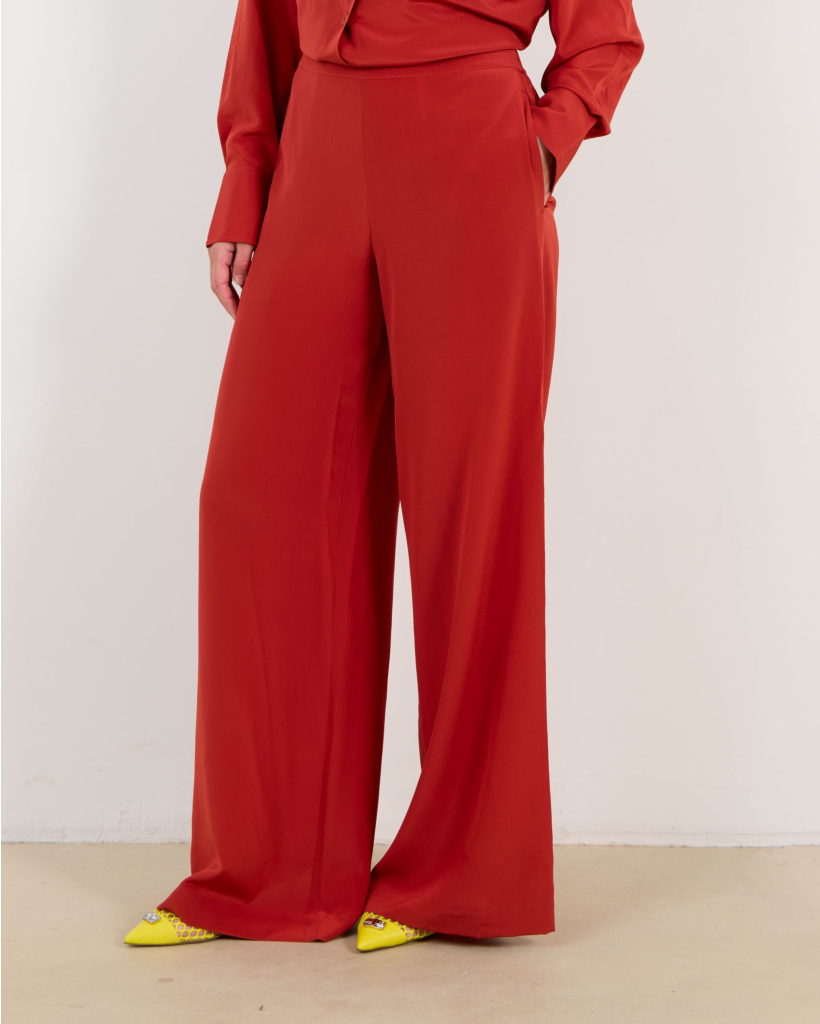 Rihani silk crepe trousers in Spice
