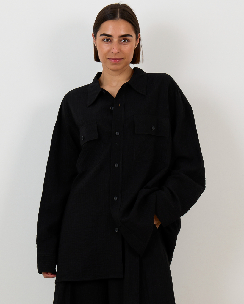 Daria Long-Sleeve Blouse Black
